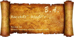 Baczkó Alpár névjegykártya
